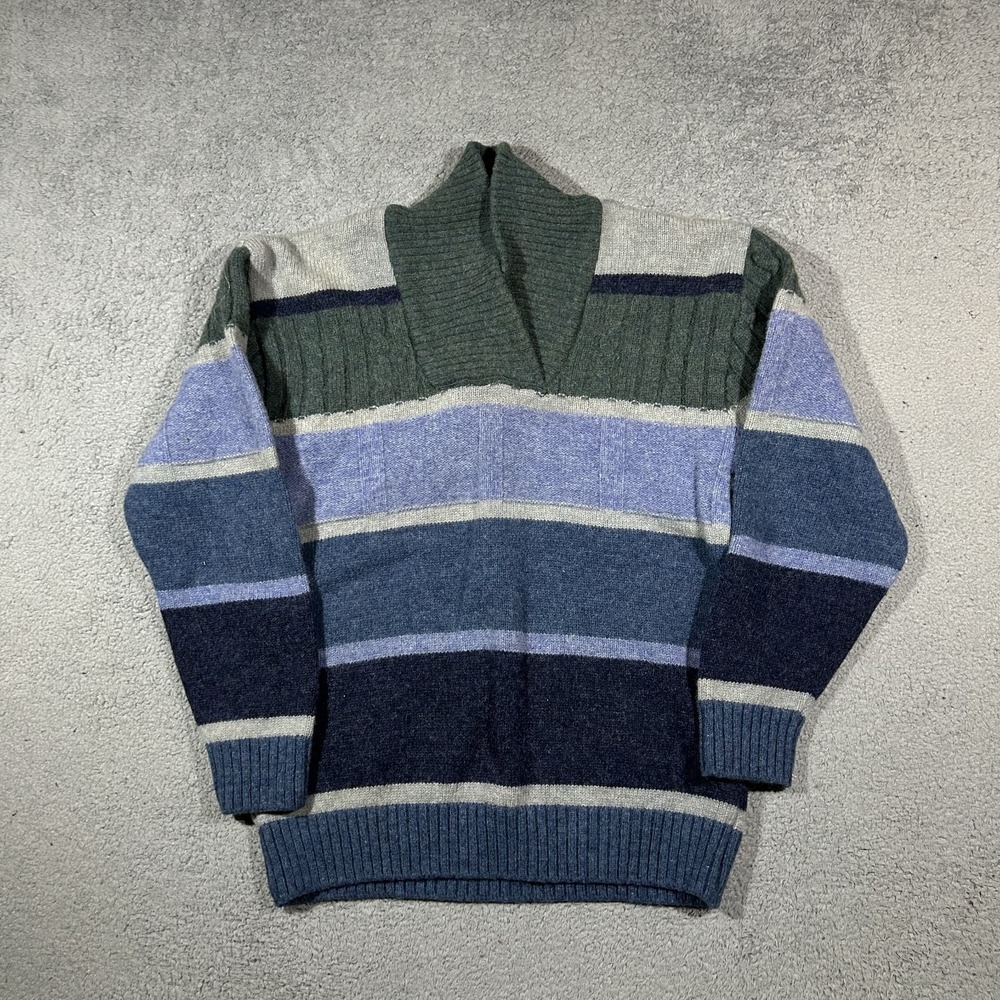 Vintage Y2k Union Bay Hand Knitted Wool Multicolor Sweater Men's Size XL #2981